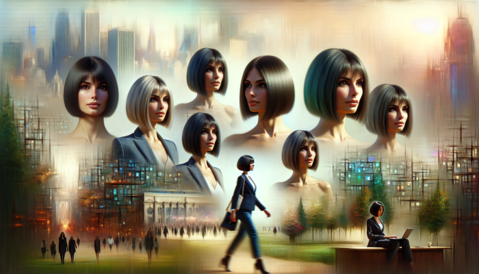 Elegant women with timeless bob hairstyles in various settings, showcasing effortless sophistication.