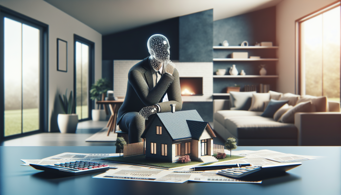 Essential Insights into Debt Consolidation Everyone Should Understand | DCL A homeowner considering a secured debt consolidation loan, using their modern suburban house as collateral, with financial documents and a calculator on a table.