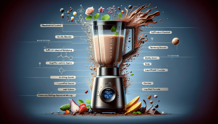 Premium blender equipped with advanced temperature control, seamlessly blending and heating for soups, sauces, and chocolate.
