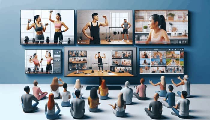 Screens displaying fitness tutorials, expert interviews, and behind-the-scenes vlogs, captivating a diverse audience.