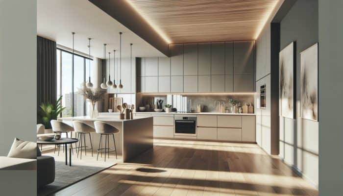 Renovation Ideas to Add Value to Entry Level Homes in Potchefstroom: Modern kitchen with sleek, upgraded cabinets in neutral tones, enhancing appeal and functionality.