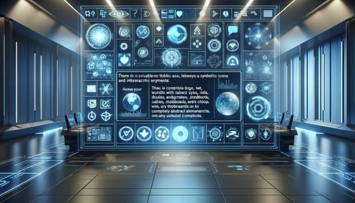 A futuristic interface with holographic screens and user-friendly icons enhancing user experience.