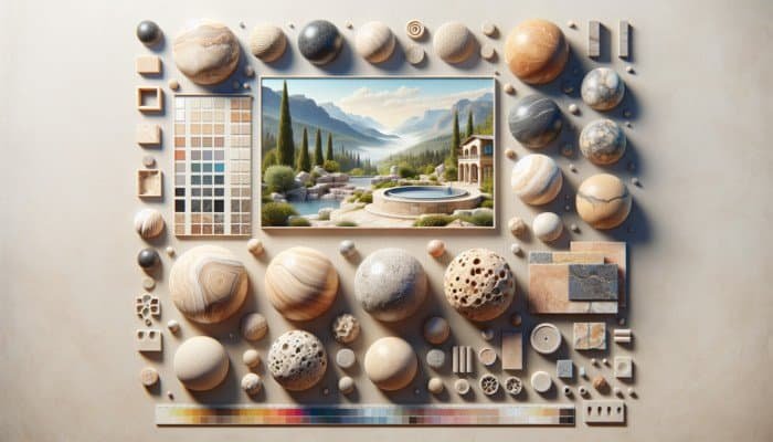 Examples of filled and unfilled travertine in diverse colours and textures suitable for both indoor and outdoor use.