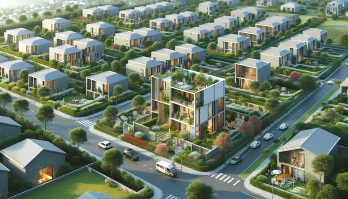 A cozy, affordable estate with modern amenities, designed for first-time buyers, featuring a friendly community atmosphere.