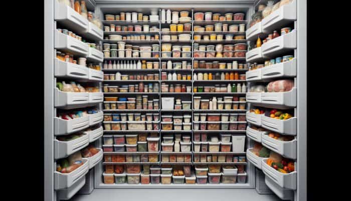 Top Freezer-To-Table Recipes For Emergencies: A well-organised freezer with labelled containers, grouping items for quick access and reduced waste.
