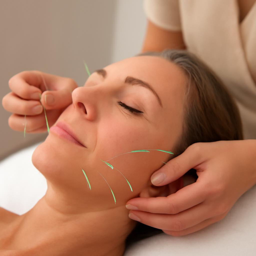 Illustration for Real world story: from sore jaw to softer lines related to is cosmetic acupuncture suitable for holistic facial care