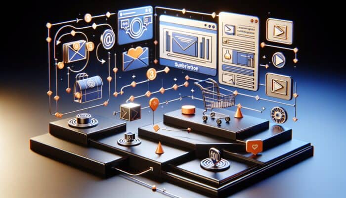 User journey on a website with highlighted micro-conversions like newsletter sign-up, adding items to cart, and video viewing.