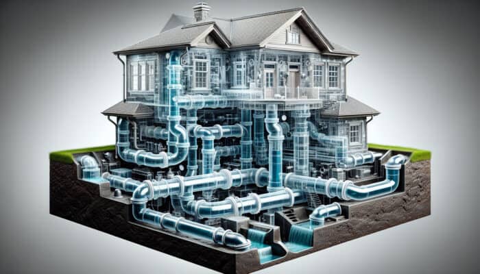 A well-maintained perimeter drainage system with clear pipes and debris-free catch basins, ensuring efficient water flow.