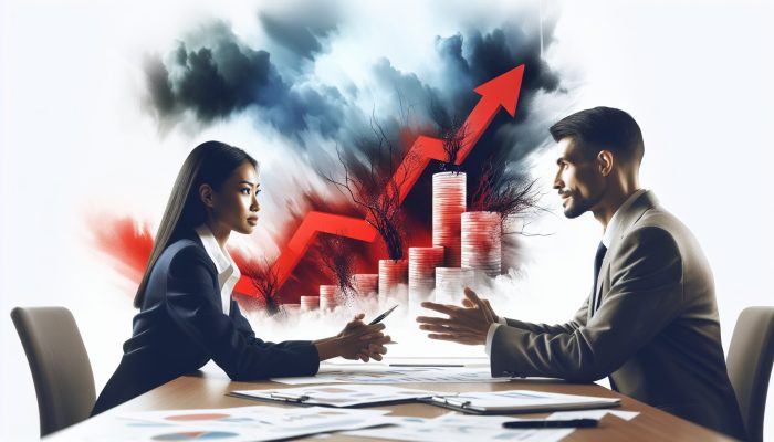 How to Qualify with High Debt Levels: UK Guide | DCL A person receiving financial guidance with charts and rising debt graphs in the background.