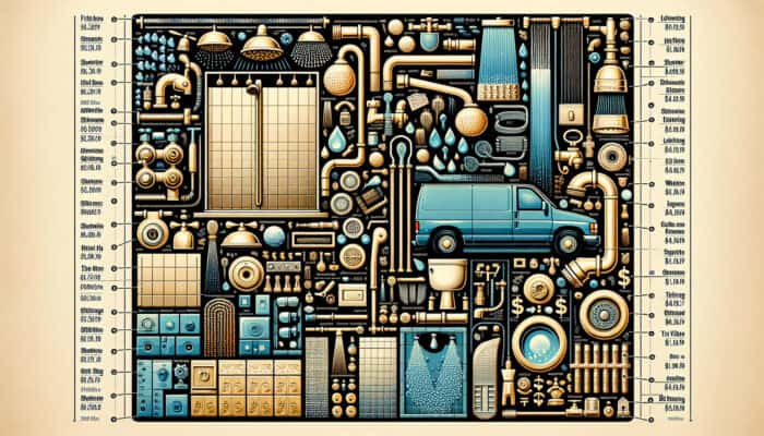 Infographic illustrating shower repair costs in Chilliwack with icons and price ranges for various repairs.