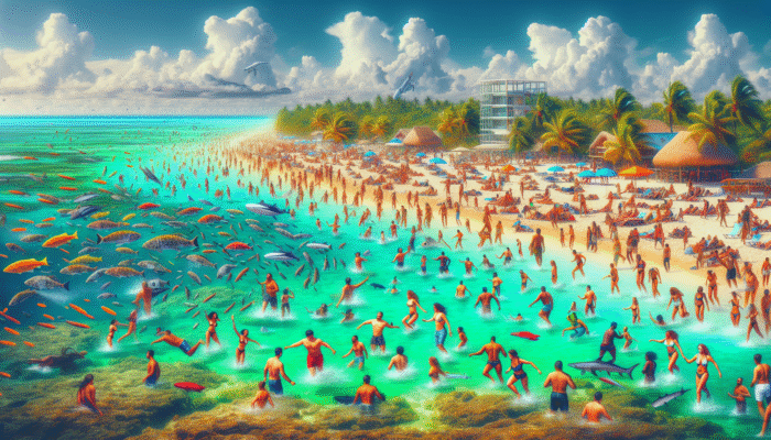 Pristine sandy shores and turquoise Caribbean waters at Coco Beach, Belize, with lively locals sharing cultural heritage.