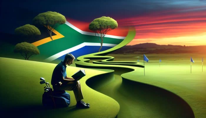 A South African reader inspired by a golf book, reflecting on life lessons at a sunset fairway.