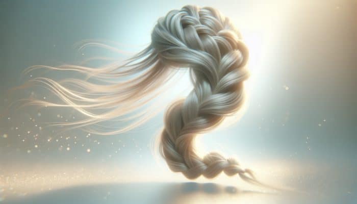 A soft, flowing halo braid with gentle waves, touched by a light breeze, exuding a dreamlike quality.