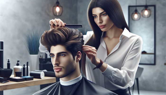 A hairstylist layering and texturising hair to enhance facial features, creating a flattering look.