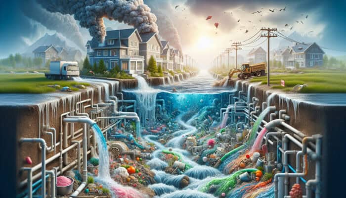 Illustration of backflow illustrating contaminated water reversing into the clean supply, highlighting health risks in residential and commercial environments.