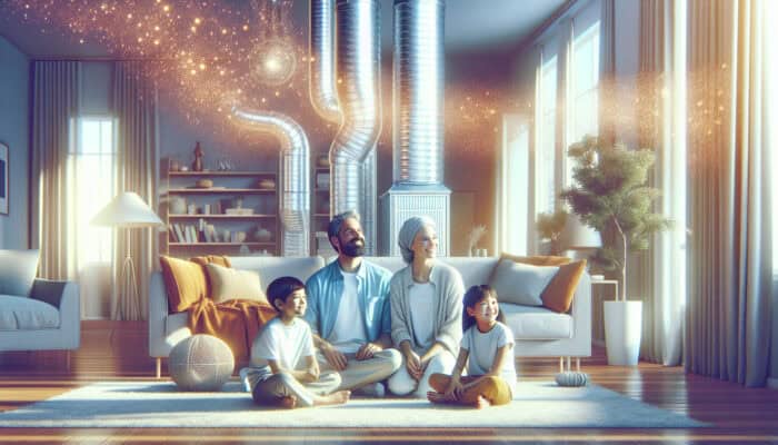 Duct Cleaning Services in New Westminster: Clean air ducts in a serene home, enhancing air quality and respiratory well-being, allowing family members to breathe comfortably.